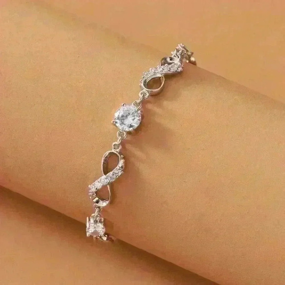 New Rhinestone Sterling Silver Bracelet, Classy and Elegant - Picture 2 of 3